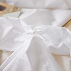 Blanco Color sólido 100% algodón Sateen Home Hotel Textiles Lino 4PCS Juego de cama Proveedor - Product Image 5
