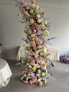 Arco de Flores Artificiales Romántico en Color Blanco, Rosa y Amarillo, Soporte de Flores Hecho a Mano, Estilo Europeo, para Bodas, Graduaciones y Fiestas - Product Image 4