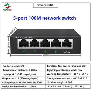 Factory Direct Supply Fast Unmanaged 5-port 10/100m Ethernet Hub Mini Network Switch