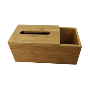 Caja de pañuelos de bambú con compartimento de almacenamiento de 25x13x12cm para organización de escritorio - Product Image 5