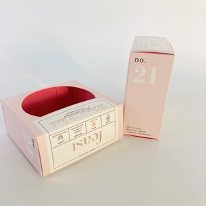 Boîte en papier rose personnalisée avec logo pour cosmétiques, houppette à poudre, avec fenêtre transparente et impression intérieure - Product Image 5