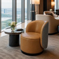 Fauteuil de salon moderne en cuir avec accoudoirs, idéal pour les hôtels, salles d'attente et chambres.