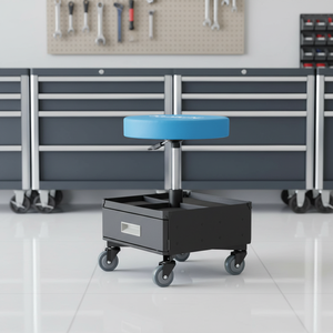 Siège <span class=keywords><strong>de</strong></span> travail roulant pour mécanicien avec tiroirs à outils, tabouret mobile en cuir pour atelier <span class=keywords><strong>de</strong></span> réparation automobile, verrouillable, personnalisable OEM - Product Image 5