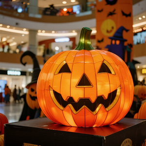 Lanterne Citrouille en Soie d'Acier Faite à la Main, Éclairage Économe en Énergie, Étanche, Fonctionnalités de Sécurité, Décorations Durables pour Halloween - Product Image 3