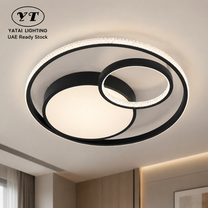 Plafonnier LED moderne en cristal, télécommande, trois couleurs, intensité variable, anneau rond, montage en surface, pour chambre et salon - Product Image 1