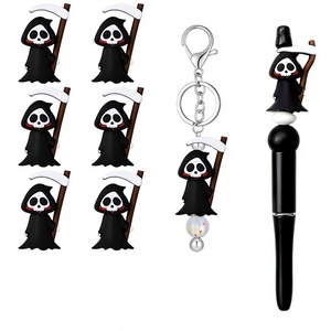 Cross-border Halloween Dark Style Ghost Logo 3D <b>Silicone</b> Gel <b>Bead</b> Accessories DIY Party Decorations Stringing <b>Beads</b> Wholesale - Product Image 1