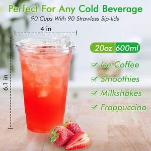 Vaso Transparente PLA 100% Biodegradable Personalizado, 98mm-20oz, de Pared Simple, Desechable, para Bebidas Frías - Product Image 2