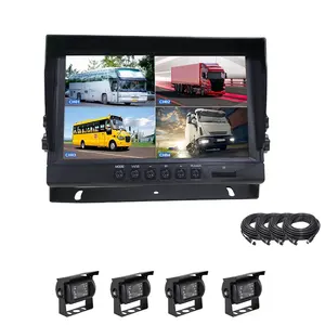 2019 New AHD 4CH 1080P 7 inch/9 inch Quad view lcd monitor with SD card slot built in DVR for truck bus