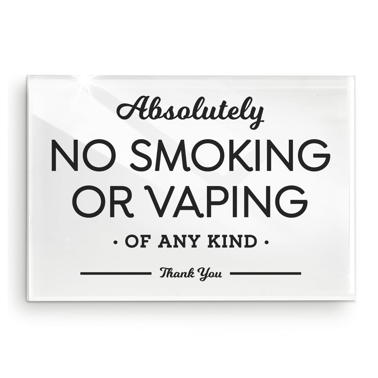 3.5x5 Inch No Smoking No Vaping Sign Premium Arylic Finish Durable Wall Mount Tabletop Lean Restroom Office Warning Plate