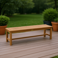 Madison 59 Zoll Rückenfreie Gartenbank aus Holz Zeitgenössische Outdoor-Möbel für Terrasse und Garten