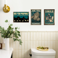 Fábrica al por mayor Vintage Black Cat Baño Decoración Carteles de chapa Are You Pooping Placas de metal para baño Baño Amantes de los gatos
