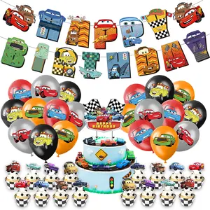 赛车主题气球纸工艺品套件轮胎头盔空气气球儿童1岁生日汽车派对装饰品男孩婴儿淋浴