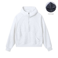 Fabricants de vêtements personnalisé automne mode Simple couleur unie 360g demi-fermeture éclair conception sens hommes sweat à capuche à manches longues