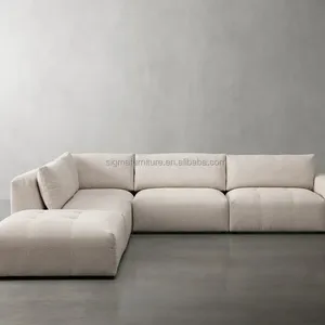 أريكة فاخرة داخلية حديثة من القماش لتغطية الشقة أو المنزل مكونة من 5 قطع على شكل حرف L أريكة لغرفة المعيشة