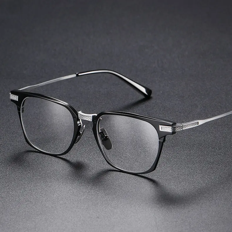 Luxury Square Man Titanium Plain Glass Spectacles Optic Glasses Titan Anti Radiation Eyeglass Blue Light Eyewear Vendors