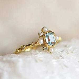 Anillo de Perlas T0674, Oro de 18K, Perlas Blancas Redondas AAA, Engaste de Garras, Anillo de Compromiso para Mujer - Product Image 3