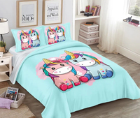 Parure de lit imprimée 3D motif dessin animé, douce pour la peau, taille TWIN, housse de couette mignonne motif éléphant en polyester/coton