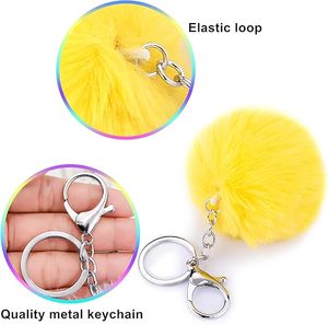 Breloques de sac à main, pendentifs pour sacs fourre-tout, porte-clés personnalisables en gros, breloques boule de fausse fourrure de lapin de 8 cm, vente en gros, multicolores, cadeaux pour femmes - Product Image 4