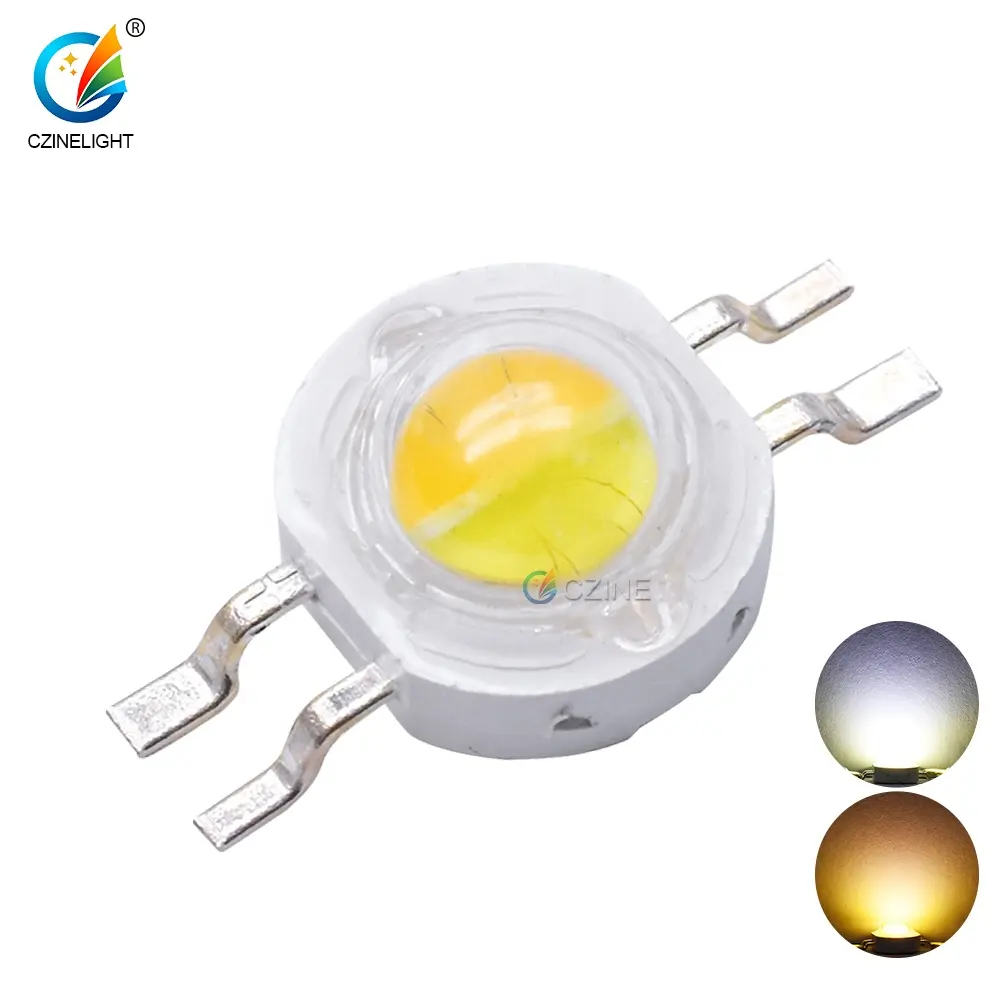 Czinelight-خرز ليد ثنائي الصمام ذو طاقة عالية, عالي الجودة ، أبيض ودافئ ، 4pin ، 2 في 1 ، 3 واط ، 45mil 10 250-280lm ، مصباح Czine ، 1-year