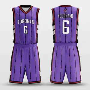 Tùy chỉnh đội bóng rổ Jersey và quần short màu tím Toronto mẫu có sẵn bóng rổ mặc Kit custo