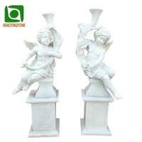 Statue d'ange miniature sculptée à la main en marbre grandeur nature pour la décoration extérieure de jardin ou d'église