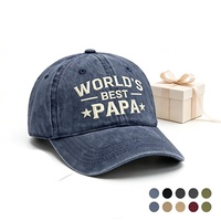 Gorra de Béisbol Retro Personalizada de 6 Paneles con Bordado 'Best PAPA', Deportiva, Ajustable, de Algodón Lavado con Efecto Desgastado, Estilo Dad Hat