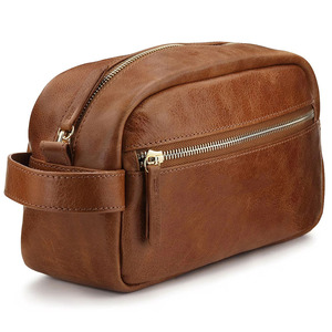Premium Leather High Quality New Designer Custom Leather Wash <b>Bag</b> Leather Zipper <b>Toiletry</b> <b>Bag</b> <b>Travel</b> Storage Portable Wash <b>Bag</b> - Product Image 1