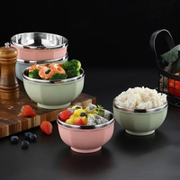304 Roestvrijstalen Dubbellaags Anti-Verbranding Rijstkom Thuis Serviesgoed Ramen Noedels Fruitsaladekommen Keuken Voedselcontainer