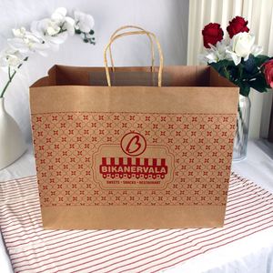Wholesale Custom Packaging Craft Brown Kraft Paper Shopping Bag Extra Large Wide Base Bottom Kraft Paper Bags for Gift - Product Image 2