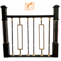 Balustre d'escalier carré de luxe en alliage d'aluminium et de magnésium, noir et or, de haute qualité, pour rampe intérieure