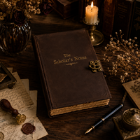 Carnet de notes LABON en cuir PU vintage, bords dorés, fermeture antique bronze, style Dark Academia, planificateur de recherche