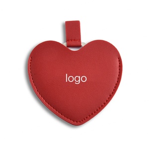 Custom Logo Leather Heart Shape Makeup <b>Mirror</b> Portable Handheld <b>Small</b> Makeup PU Pouch Pocket <b>Mirror</b> Stainless Steel <b>Mirror</b> - Product Image 1