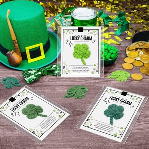 ของขวัญนำโชค งานถักโครเชต์รูปใบโคลเวอร์ 4 แฉก การ์ดนำโชค และถุงแบบมีกาวใน<span class=keywords><strong>ตัว</strong></span> ของที่ระลึกสไตล์ไอริช - Product Image 3