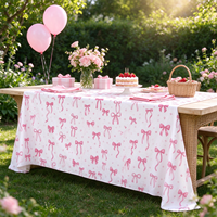Nappe personnalisable rose et bleue avec nœud en ruban, couverture de table unie personnalisée pour mariage et fête d'anniversaire