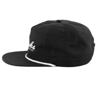 Casquette Snapback non structurée à 5 panneaux avec broderie personnalisée, en nylon noir, avec boucle arrière en plastique bicolore