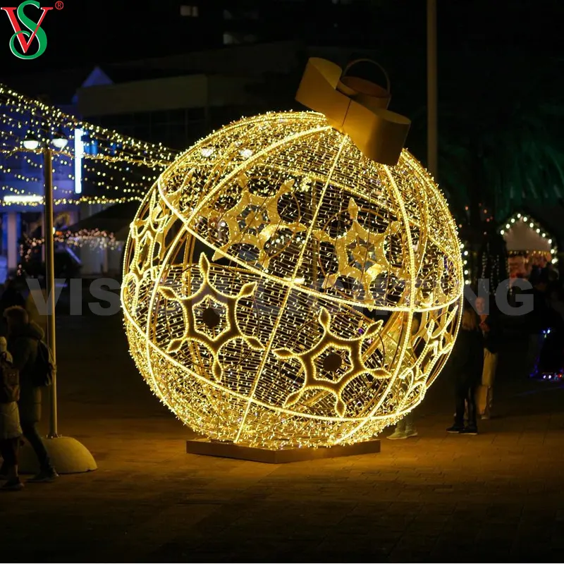 Outdoor Kerst 3d Giant Bal Decoratie Verlichting Voor Holiday Plaza Commerciële Gebruik