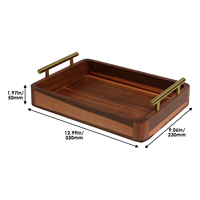 Plateau de service en bois d'acacia avec poignées, plateau en bois pour ottoman, petit-déjeuner au lit, dîner, table basse, plateau rectangulaire décoratif
