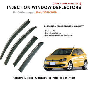 Injection <b>Window</b> Visors Rain Guards for Volkswagen Polo 2011-2018 2019 | Side <b>Window</b> Deflectors Custom Fit Auto Accessories - Product Image 2