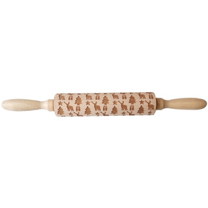 Rouleau à pâtisserie impression en <span class=keywords><strong>bois</strong></span> blanc de noël, bâton à cookies, artisanat, sculpture en <span class=keywords><strong>bois</strong></span>, broches à rouler en relief - Product Image 6