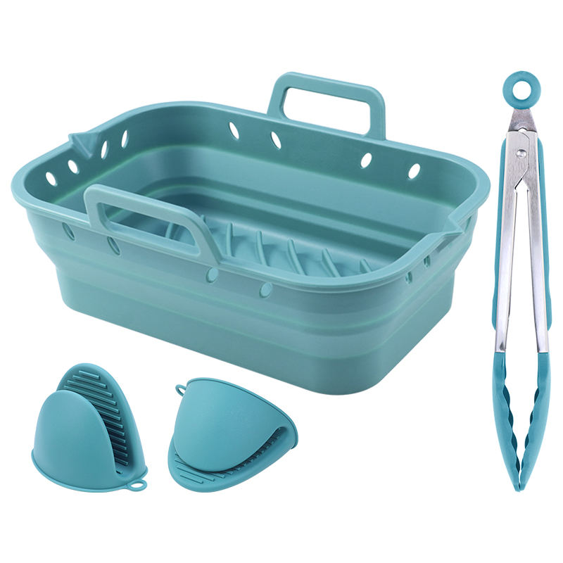 Blue-(1 liner+2 oven mitts+1 tong)