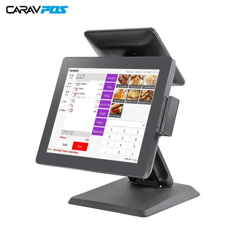 Máquina pos de doble pantalla para venta, con soporte de caja registradora todo en uno, sistema pos, nueva