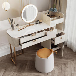 Bàn trang điểm màu trắng hiện đại với ánh sáng xung quanh cho phòng ngủ phòng khách thời trang đồ nội thất trong nhà cho thương mại nước ngoài - Product Image 4