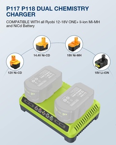 <span class=keywords><strong>Chargeur</strong></span> <span class=keywords><strong>Ryobi</strong></span> P117 à 2 ports compatible avec les batteries <span class=keywords><strong>18V</strong></span> à double chimie, <span class=keywords><strong>chargeur</strong></span> rapide pour ONE P117 P118 12V-<span class=keywords><strong>18V</strong></span> Max Li-Ion NiCd - Product Image 2