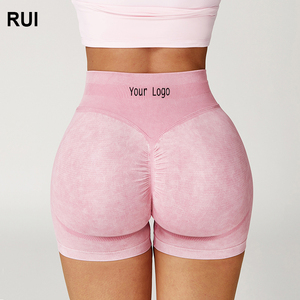 RUIQUWIN Short de sport d'été pour femme, avec logo personnalisé, solide, séchage rapide, respirant, extensible dans les quatre sens, taille haute, sans couture, yoga, course à pied - Product Image 1