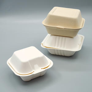 Tek kullanımlık şeker kamışı Burger kapaklı kutu çevre dostu biyobozunur tasfiye konteyner Fast <span class=keywords><strong>Food</strong></span> ambalaj - Product Image 5