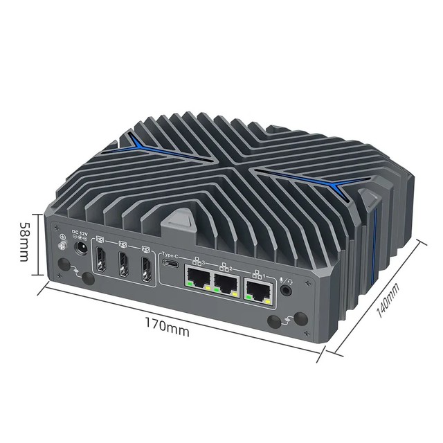 Topton Fanless Mini Firewall PC Ultra 5 125U I7 1255U I3 1215U 3*2.5G LAN 3*HD2.0 IoT Industrial Mini Computer Edge Computing