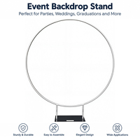 Support de toile de fond rond robuste en alliage d'aluminium OEM ODM avec plaque de base pour la décoration de mariage, de fête, de photomaton