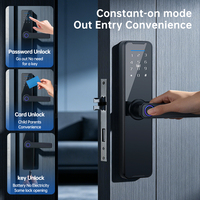 Cerradura Inteligente para Puerta Interior con Huella Dactilar, Desbloqueo con Tarjeta y Aplicación, Control por Wi-Fi, Aleación de Aluminio, Seguridad Clase C, Modelo Tuya TT Lock App