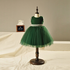 Cintura di cristallo con perline verde FL-1003 per bambini abiti da damigella d'onore lunghi fino alla caviglia in Tulle per abiti da festa di nozze vestito da ragazza di fiori - Product Image 1