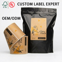 Étiquettes autocollantes personnalisées en vinyle imperméable pour emballages de café, imprimées en rouleau, pour boissons et sachets de grains de café